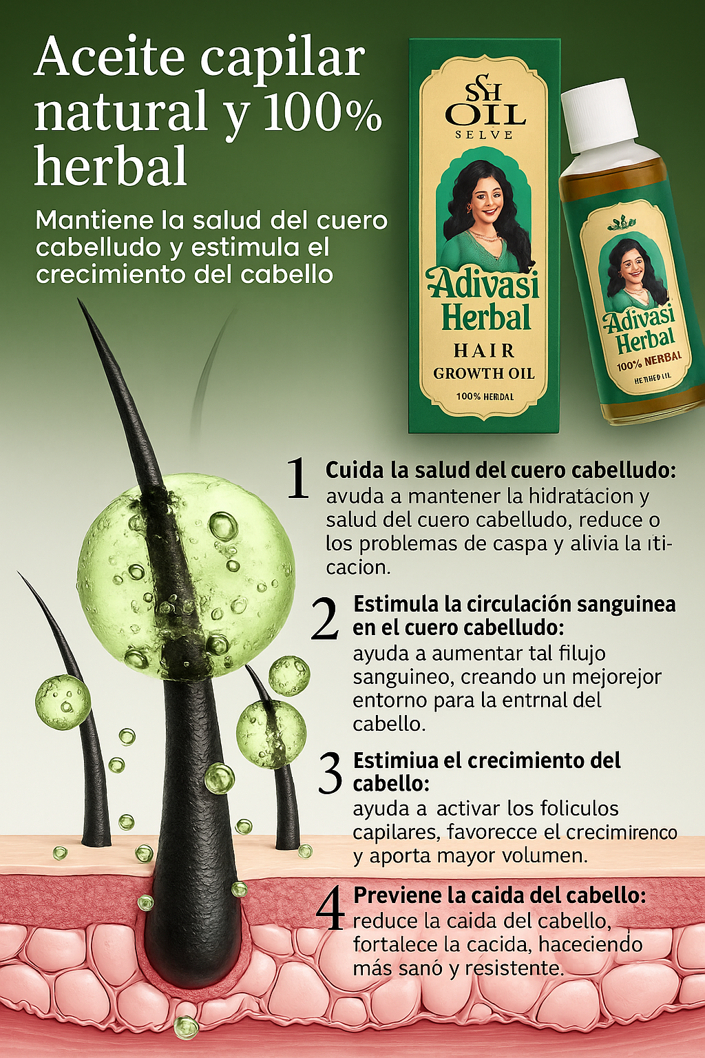 Aceite Herbal para el Crecimiento del Cabello